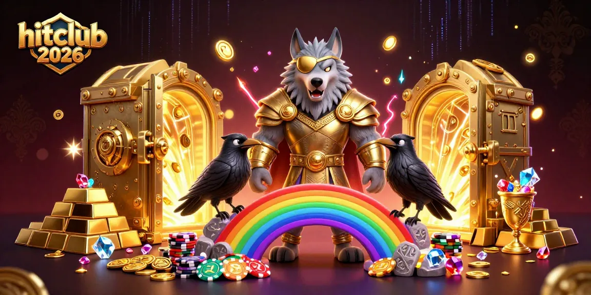 Experience hitclub 2026 with a vibrant 3D casino scene featuring Odin and riches.