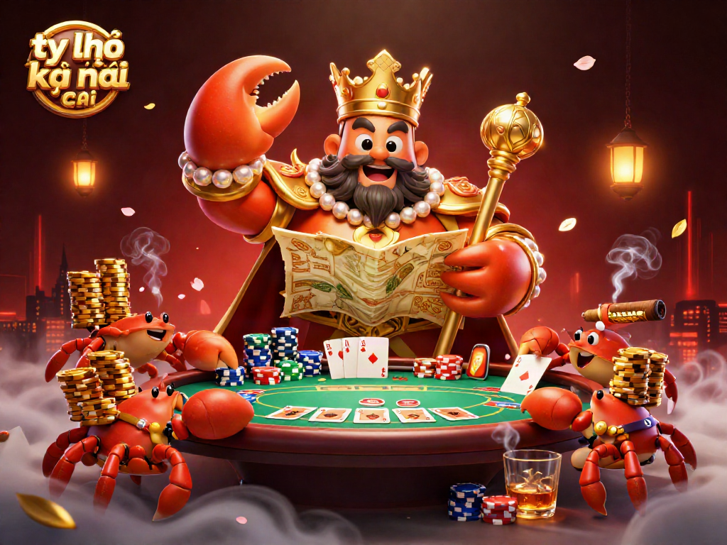 Experience thrilling tỷ lệ kèo nhà cái with a golden crab emperor in this vibrant casino scene.