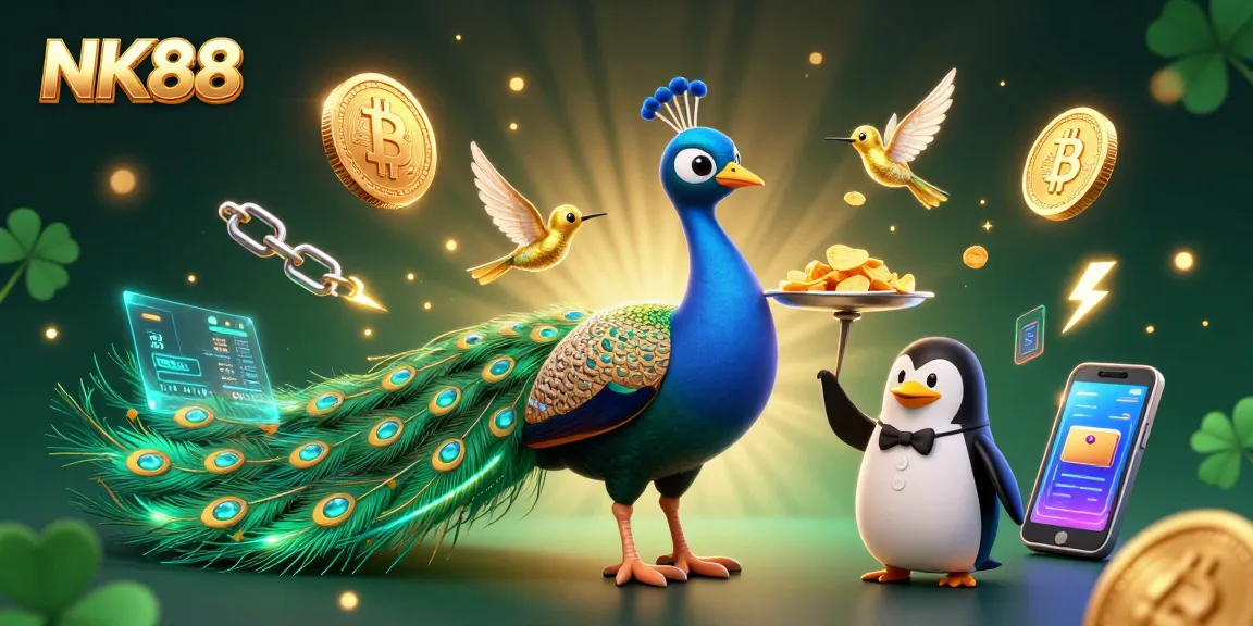 Experience exciting online betting with NK88 through a captivating 3D casino illustration showcasing vibrant game elements.