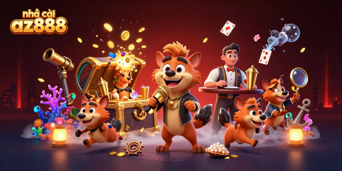 Experience thrilling gameplay with nhà cái az888 in a dynamic cartoon casino scene.