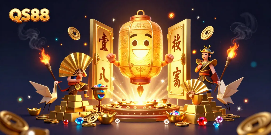 Experience thrilling wins at QS88, where the giant golden lantern spirit guides players in an enchanting casino.