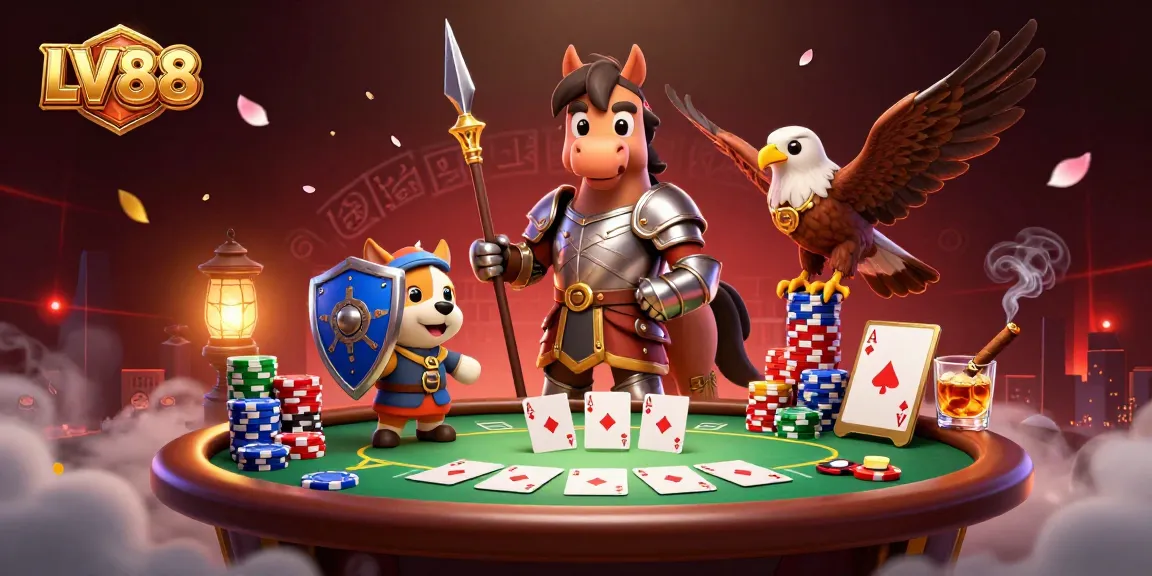 Experience thrilling poker action with the captivating LV88 illustration, showcasing dynamic gaming moments and rich casino elements.