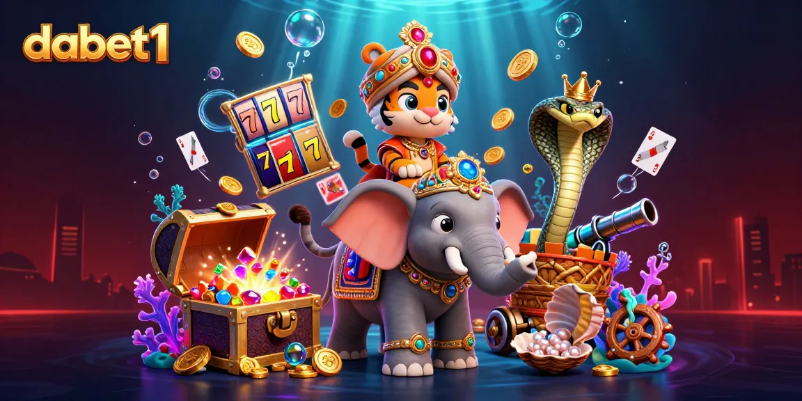 Experience excitement with dabet1 in a vibrant 3D casino scene featuring a maharaja tiger and jewel-encrusted elephant.