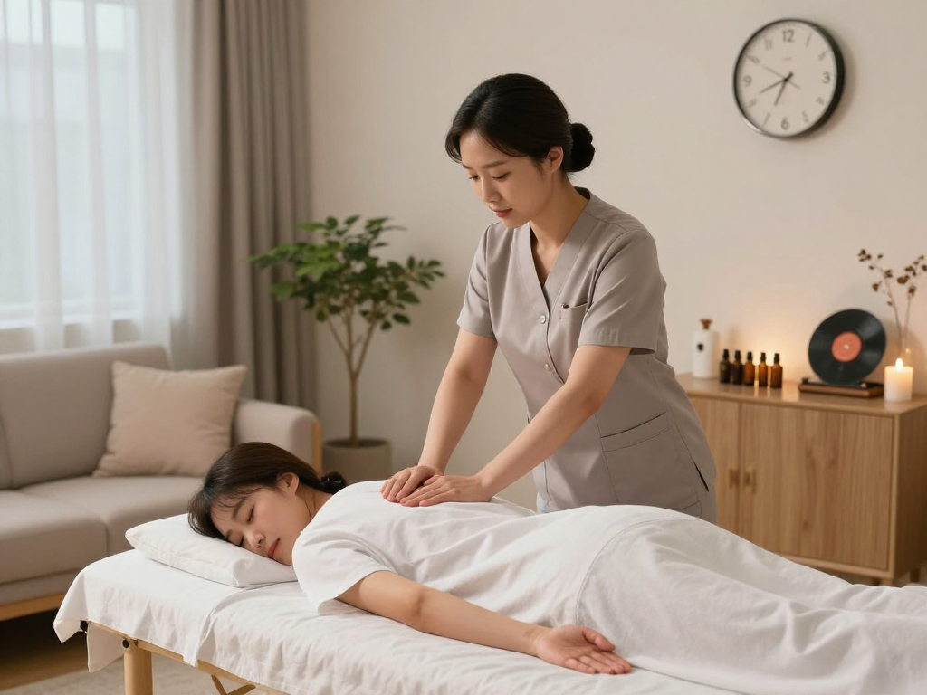 Professional 김포출장마사지 session in a peaceful home setting.
