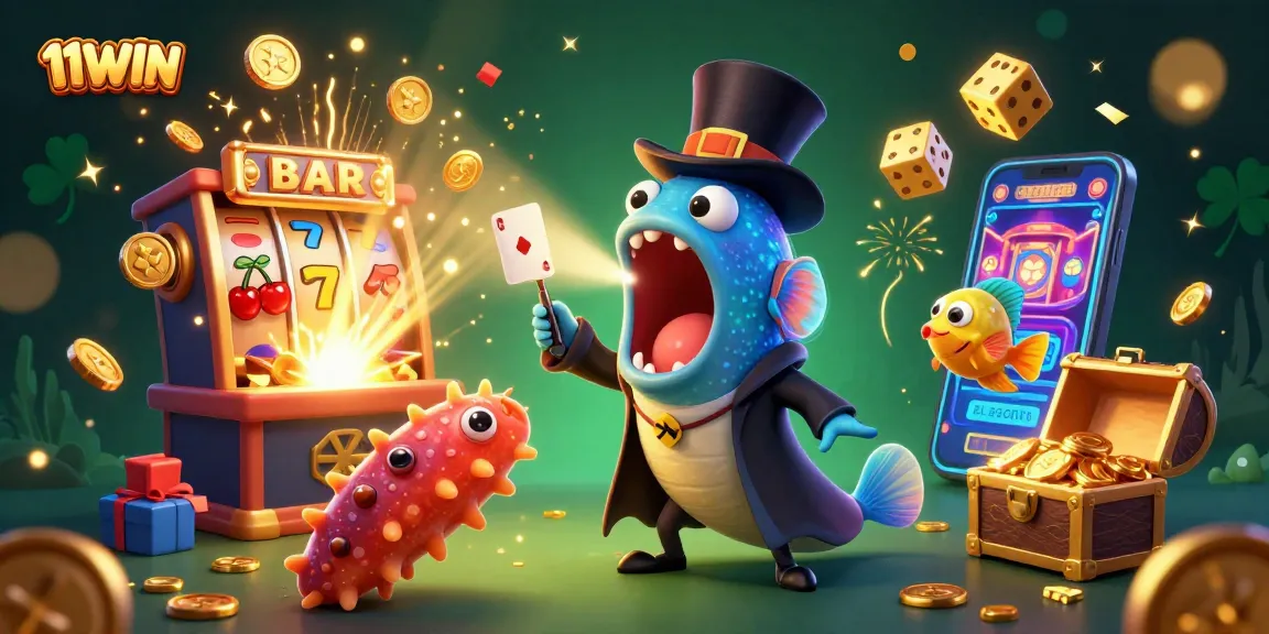 Experience thrilling magic at 11WIN with a vibrant 3D casino illustration capturing an exciting gaming scene!