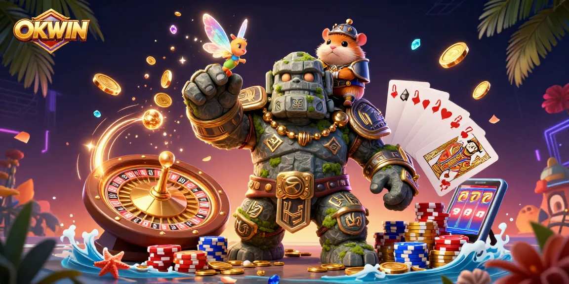 Experience excitement at OKWIN with a 3D guardian golem and magical elements.