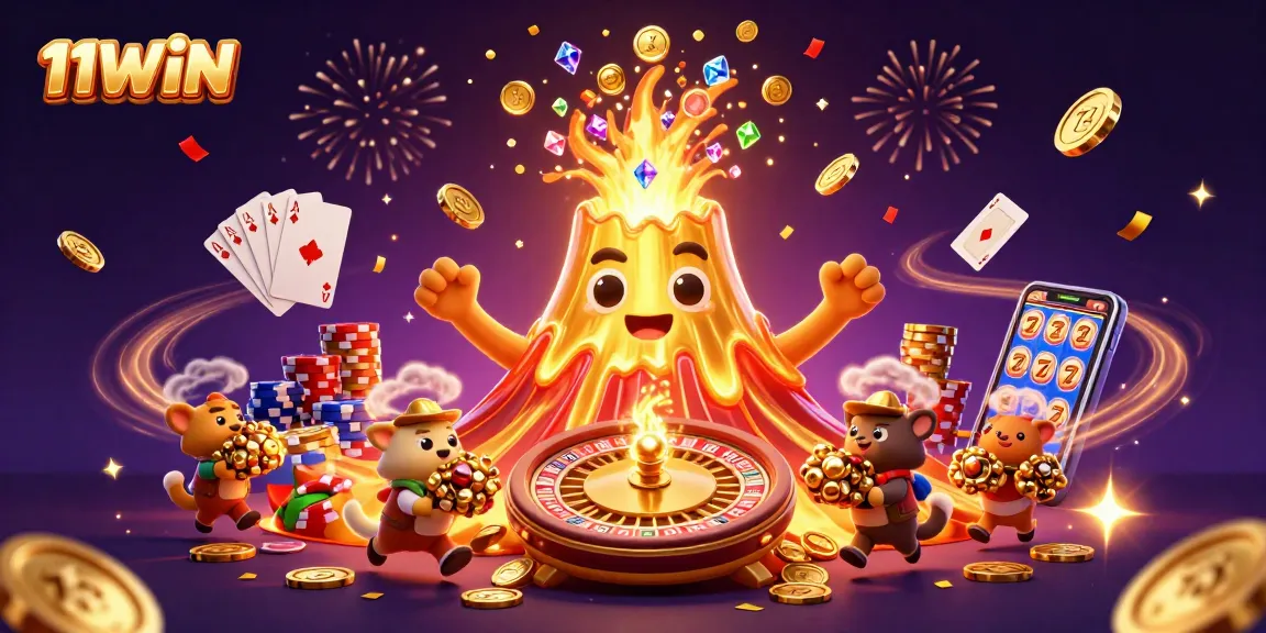 Experience the thrilling eruption of 11WIN with cascading riches, joyous characters, and dynamic casino action.