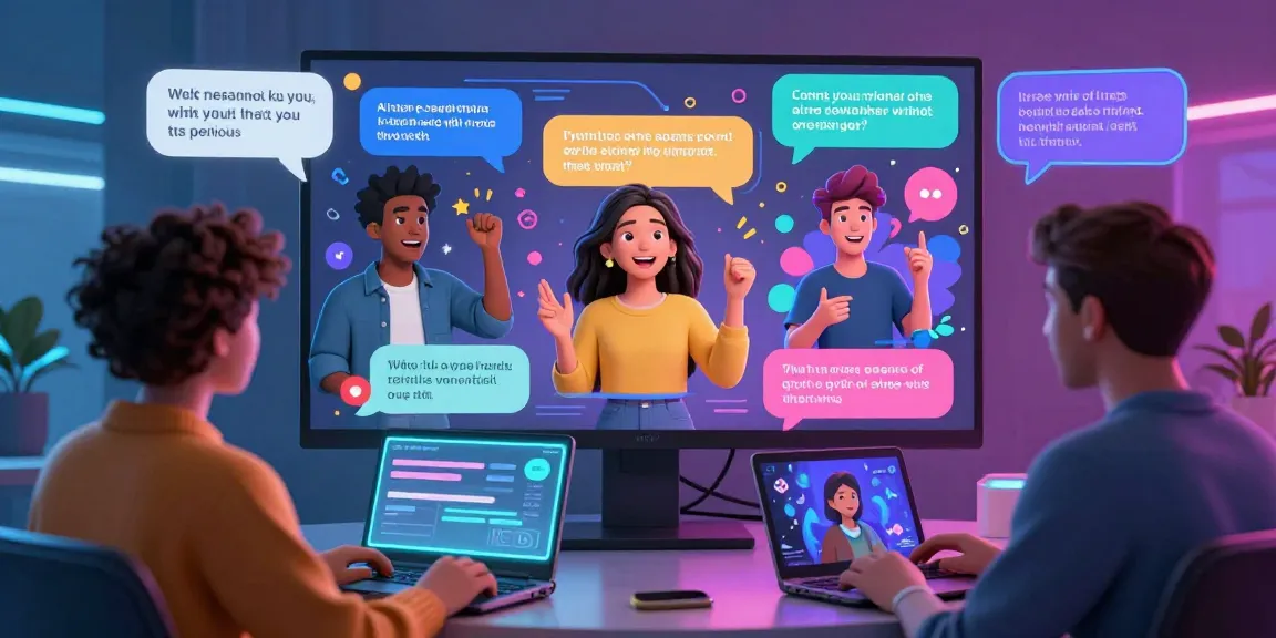 Engaging scene of users enjoying nsfw ai chat with interactive AI characters in a vibrant digital chatroom