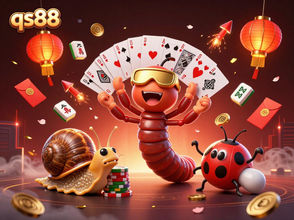 Experience exciting gameplay with qs88 in this vibrant casino scene featuring cartoon characters.