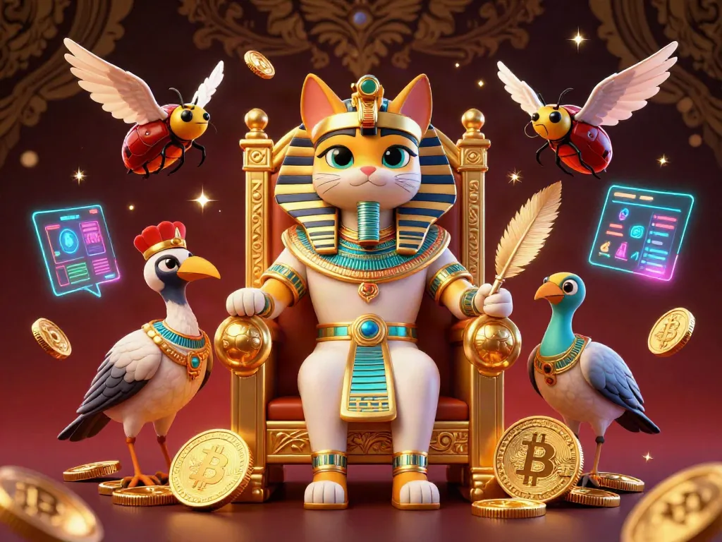 Experience the thrill of crypto casinos with vibrant coins and engaging characters in this 3D illustration.