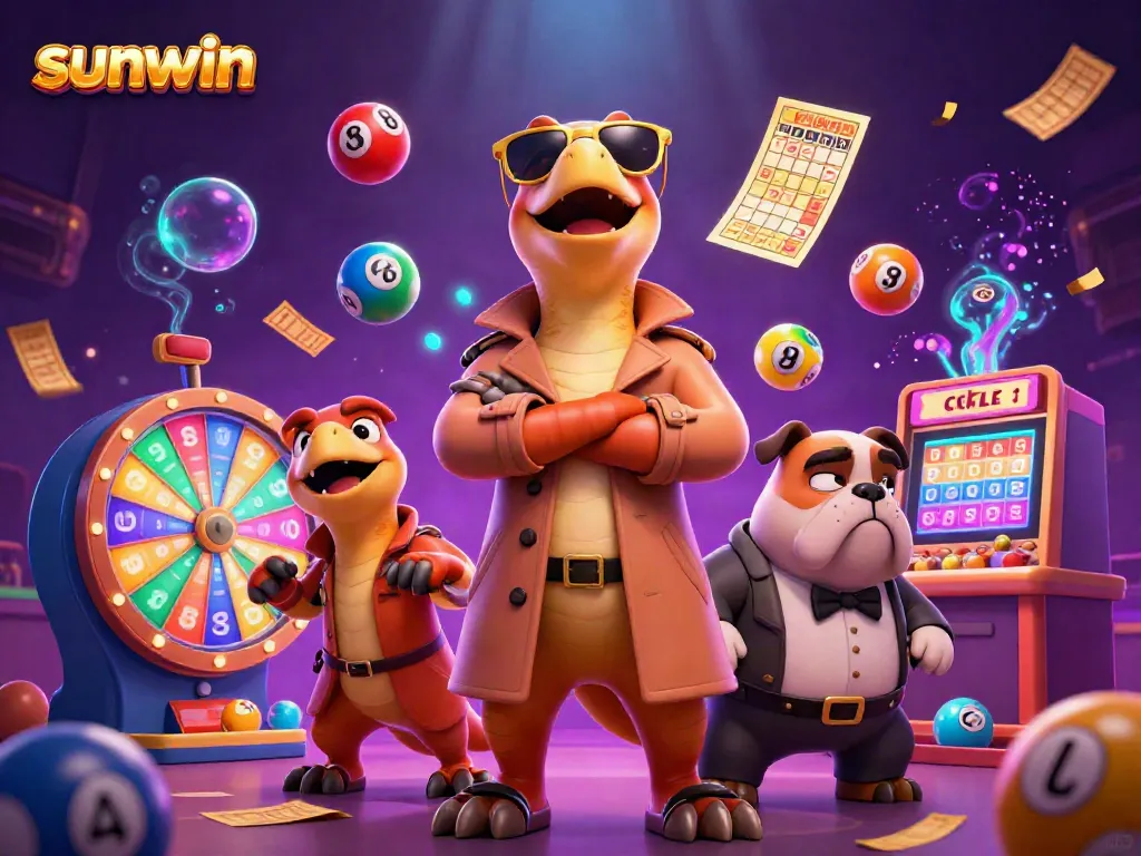 Win big with sunwin in this vibrant casino scene featuring raptors in disguise.