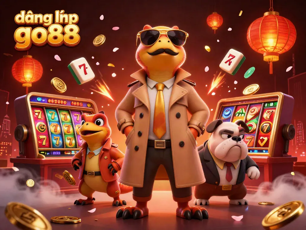 Engage with the vibrant casino scene featuring playful raptors and the brand "đăng nhập go88" alive with spirits.