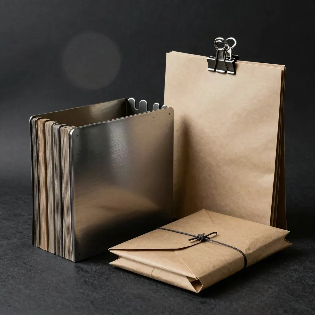 Outlet dividers, metal clip rail, and sealed bundle on charcoal felt