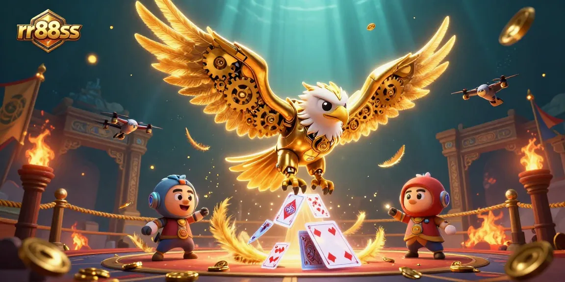 Experience exhilarating gameplay at rr88ss with a cybernetic eagle amid dazzling casino elements.