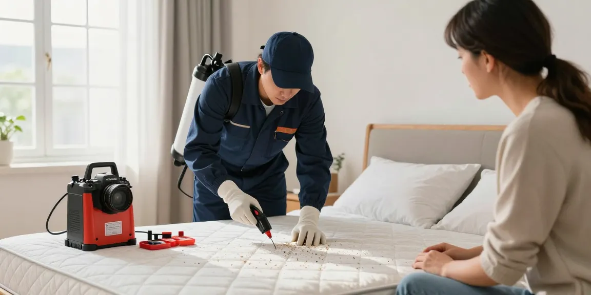 Expert bed bug removal in a clean bedroom, demonstrating professional pest control services for effective treatment.