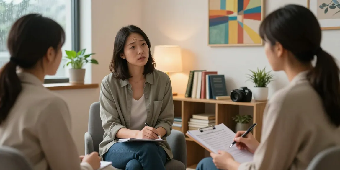Therapist discussing if anxiety is a disability in a calming office.