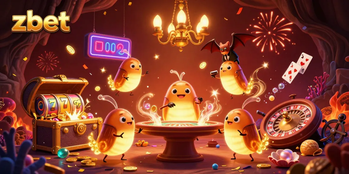 Experience zbet's vibrant casino scene as glowworms illuminate thrilling games and action.
