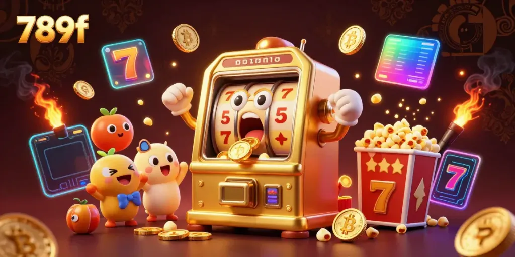 Experience dynamic gameplay with 789f's golden slot machine celebrating a jackpot amid vibrant casino elements.