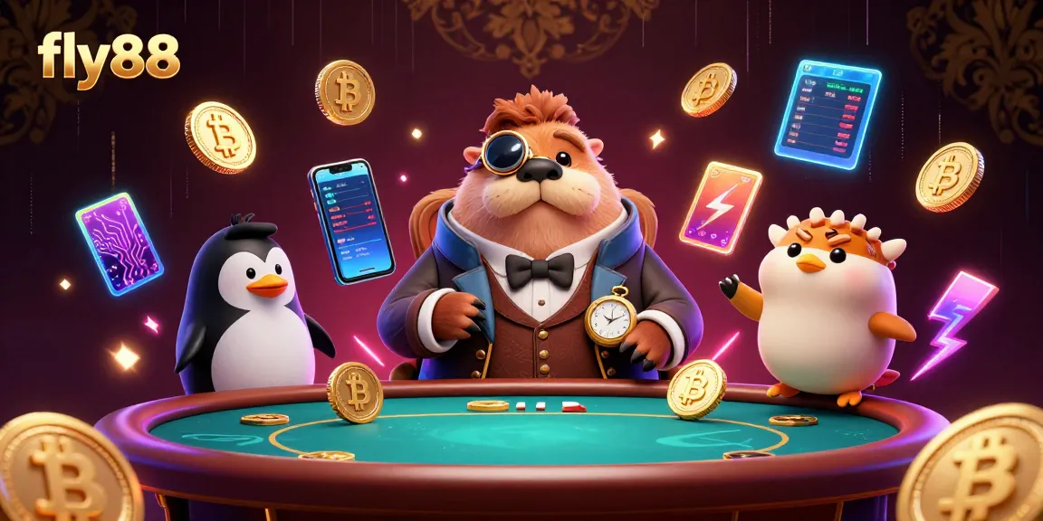 Experience thrilling poker with fly88 at an underwater casino scene featuring a walrus and mystical gameplay elements.