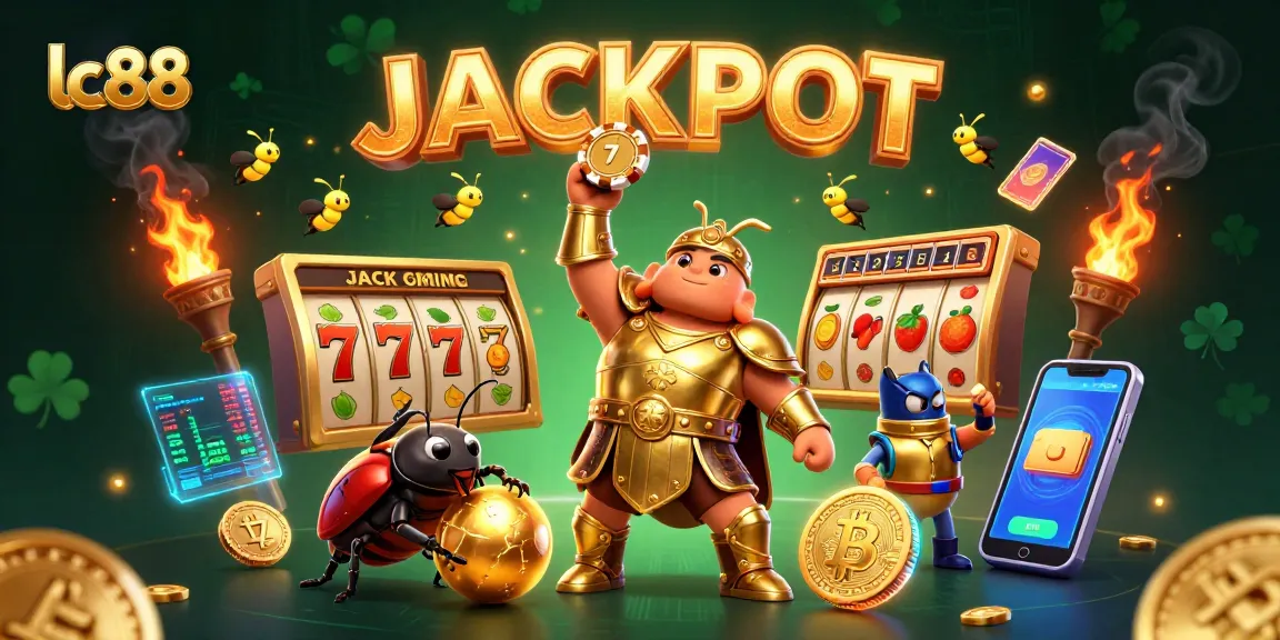 lc88 players win big in a colorful 3D casino adventure surrounded by jackpots and crypto coins.