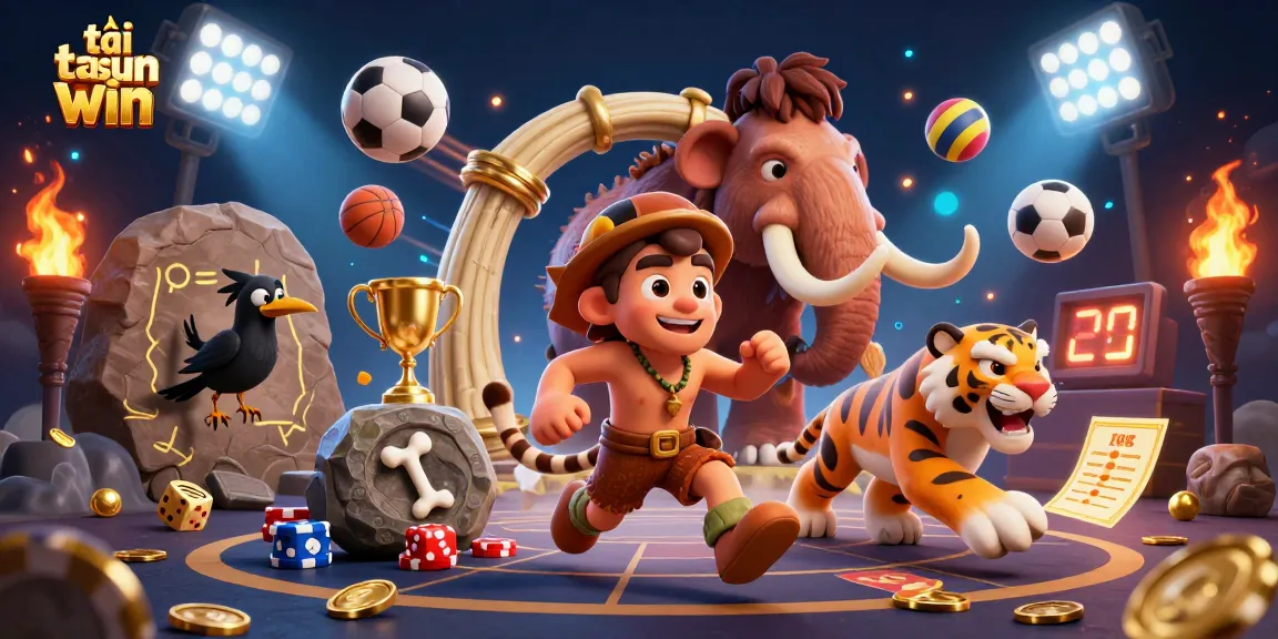 Experience tải sun win at a vibrant prehistoric casino with dynamic sports elements and engaging characters.