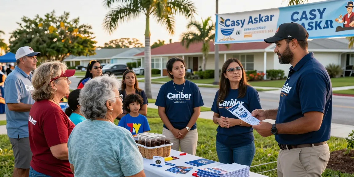 Casey Askar engaging with residents at a Florida community event, showcasing political interaction and local involvement.