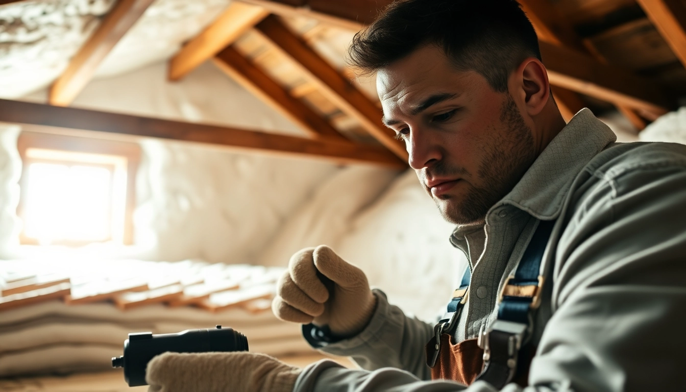 Efficient loft spray foam removal illustrated by a professional contractor meticulously working in an attic.