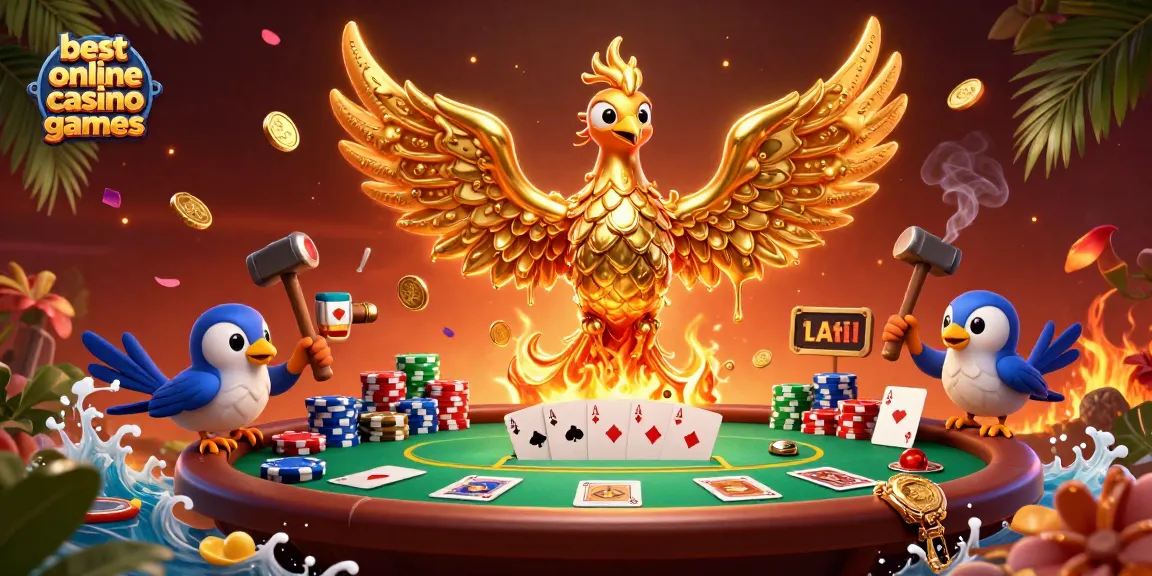 Experience the thrill of best online casino games with a molten phoenix scene bursting with poker excitement.