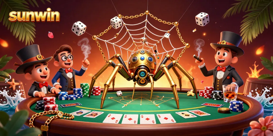 Engage in the captivating Sunwin experience with a lively casino scene featuring steampunk elements.